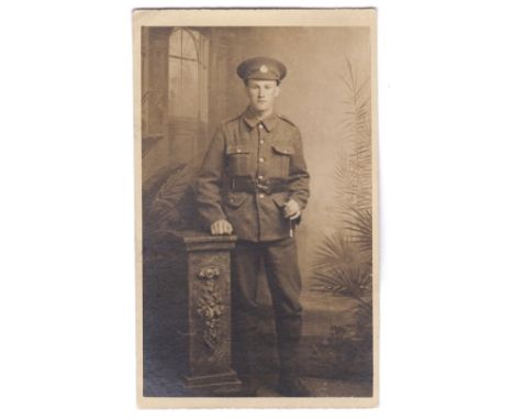 Suffolk Regiment WWI-Soldier portrait, with swagger stick, photo Shaman,Colchester