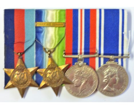 WWII 1939 Star, Atlantic Star with French and Germany bar, War Medal and Police Long Service Medal (EIIR) to C/INSP P.B. Cart