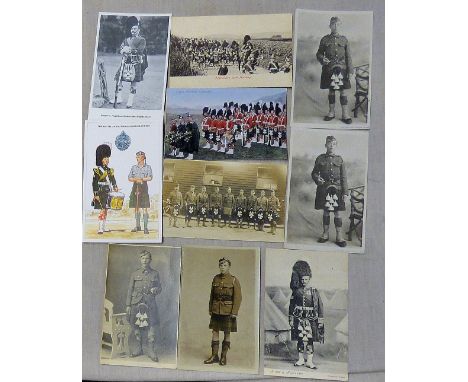 Argyll and Southland Highlanders, Highlanders Route Marching; Several fine RP's, Portrait WWI etc, Band used 1904 (10)