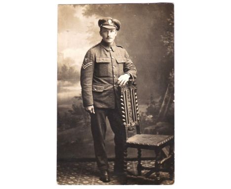 Royal Fusiliers WWI-RP postcard full length portrait of a Corporal - rev '7PI'
