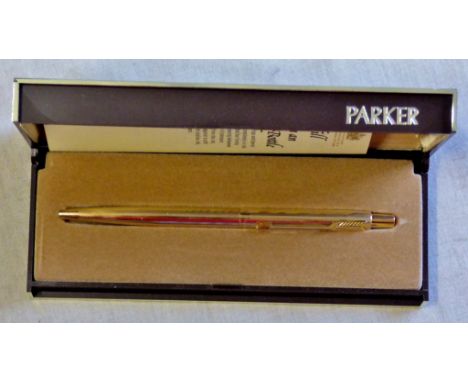 Vintage Parker Classic Polled gold ball pen, boxed as new