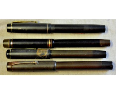 pens-A range of four vintage gold nibed pens incl De la Rue 'Onoto', some restoration required (4)