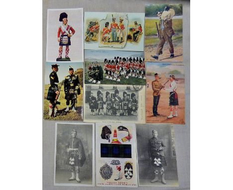 Argyll and Sutherland Highlanders range of WWI RP full Portrait cards, Band, Harry Payne etc (10) 