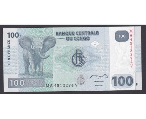 Congo (Dem. R.) 2007 100 Francs P92, UNC.