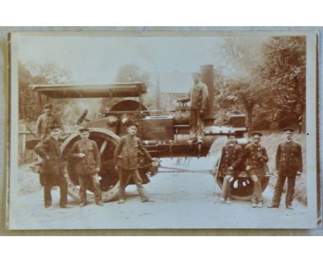 Steam Traction Engine outstanding 19th German RP the engine with Military crew - a rare card
