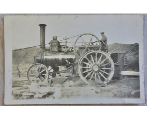 Steam Tractor Engines - A fine early RP postcard - Engine at work at Thetford