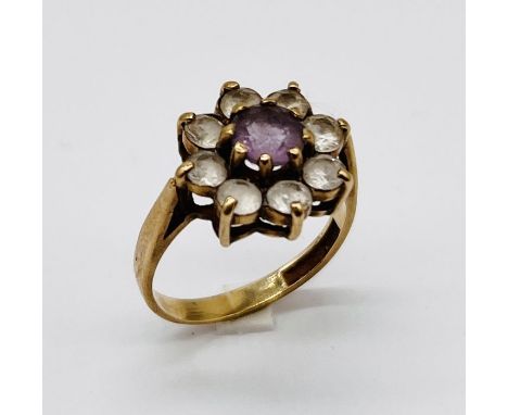 A 9ct gold pale amethyst cluster ring