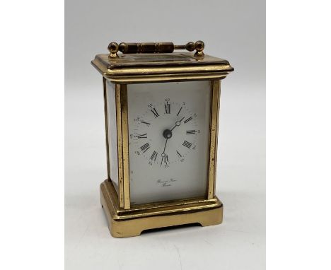 A Bernard Freres brass carriage clock - hinge to door A/F