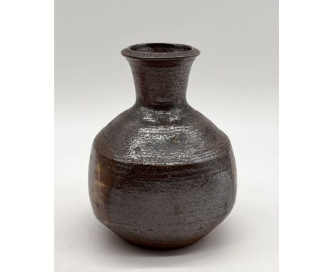 Janet Leach (British, 1918-1997) Salt glazed vase with impressed marks and faceted sides - Height 15cm