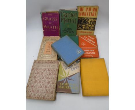 A small collection of vintage books including first editions- The Grapes of Wrath (John Steinbeck) and Daniel Martin (John Fo