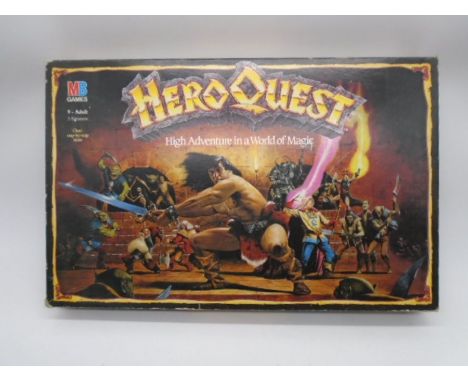 An original vintage MB Games "Hero Quest High Adventure in a World of Magic" fantasy tabletop adventure board game.