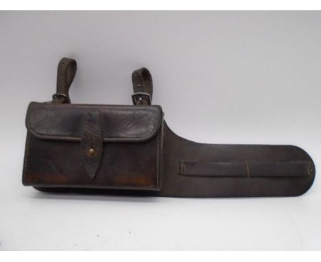 An Army &amp; Navy leather saddle sandwich case stamped BEL &amp; 026 with plated sandwich box