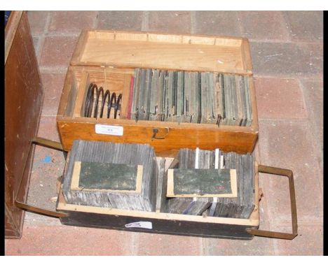 A wooden box containing magic lantern slides and one otherCONDITION REPORTWe have attached a number of additional images to s