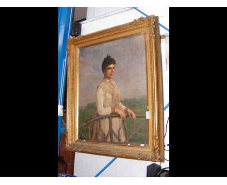 HENDRIK De PONDT - a large oil on canvas portrait of elegant lady in decorative gilt frame, signed - 145cm x 120cm