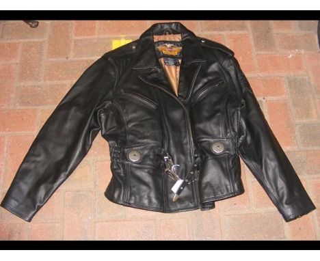 A leather Harley Davidson motorbike jacketCONDITION REPORTLadies size XL