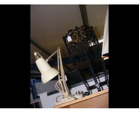 A vintage anglepoise lamp, together with a wrought metal stick stand 