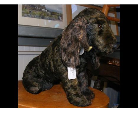 A vintage black Spaniel with brown glass eyes - named Jock CONDITION REPORTThis dog is a toy - possibly a doorstop - and is n