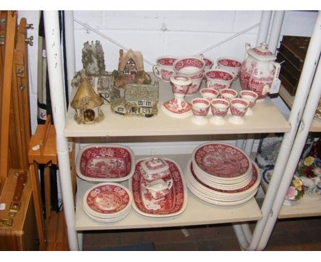 A collection of Villeroy &amp; Boch rusticana tea and dinnerware, together with five ceramic model cottages 