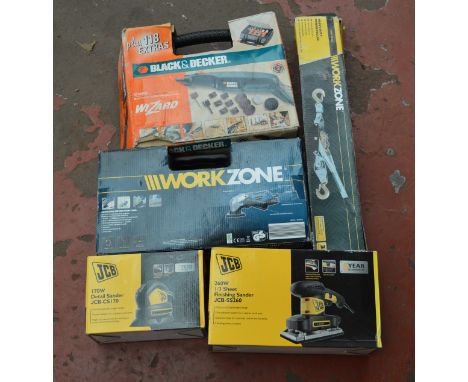 POLICE > 5 boxed tool items inc. JCB sander [NO RESERVE] [VAT ON HAMMER PRICE]
