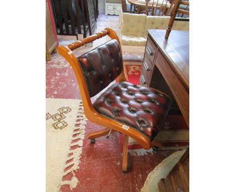 Button-back leather swivel office chair