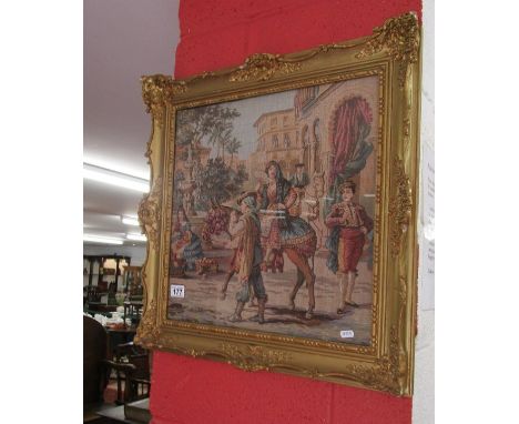 Spanish themed tapestry in gilt frame