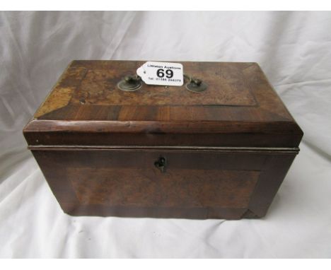 Walnut 3 compartment tea caddy