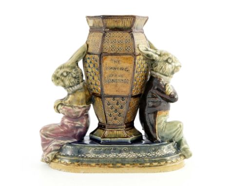 Mary Thomson after Mark V Marshall for Doulton Lambeth, a stoneware figural vase, The Waning of the Honeymoon, modelled as tw