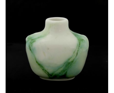 Charles Noke for Royal Doulton, a Chinese Jade vase, flattened shouldered form with relief moulded lizards to the shoulders, 