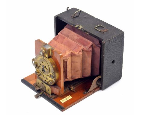 Delta D.R.G.M folding field camera, in a Morocco leather case 
