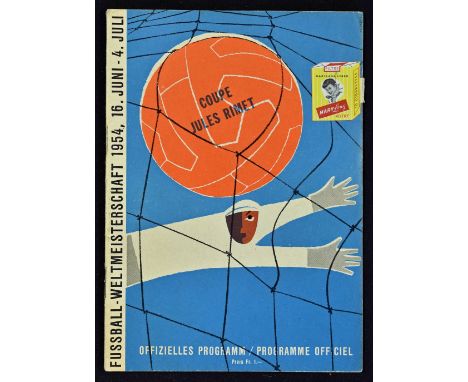 1954 World Cup Final Football Programme Germany v Hungary dated 4th July in Switzerland, good, no writing 