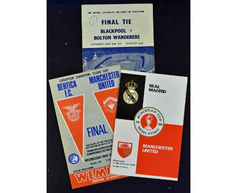 1953 FA Cup Final football programme Blackpool v Bolton Wanderers hand signed by B. Griffiths (match referee), 1968 Real Madr