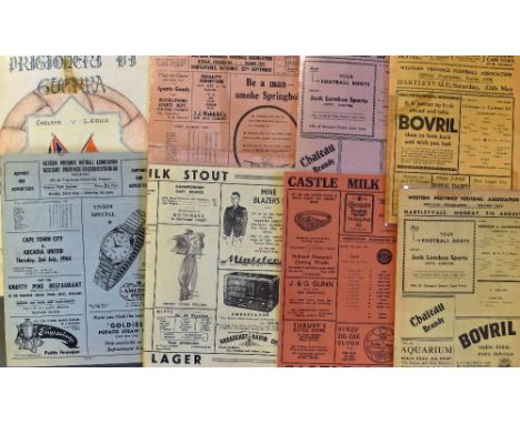 Assorted South African Football Programme Selection include 1934 Western Province Football Association single sheet mixed pro