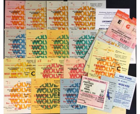 1973/74 Wolverhampton Wanderers match tickets including homes to include WBA (practice), v Leipzig x2 different, Internationa