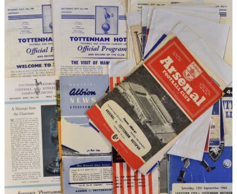 1960/61 Tottenham Hotspur double season Football Programmes to include home match programmes (22) and aways Arsenal, Aston Vi