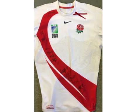 Joe Worsley 2007 England Rugby World Cup Semi Final match worn signed shirt: v France played on 13th October 2007 at Stade De