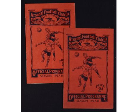 Pre-War Arsenal 1937/38 Football Programmes v Charlton Athletic, v Preston NE (FAC). Fair-Good. (2) 
