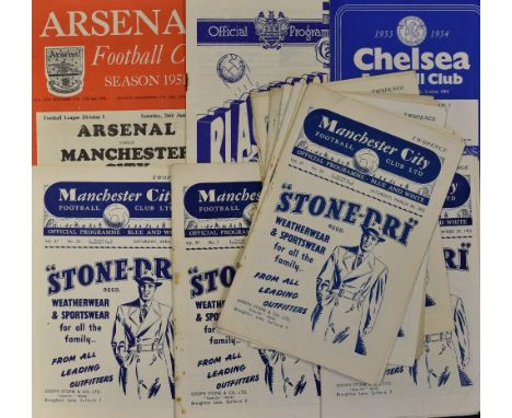 1952/53 Manchester City home football programmes v Wolves, Aston Villa, Arsenal, Charlton Athletic, Middlesbrough, Sunderland