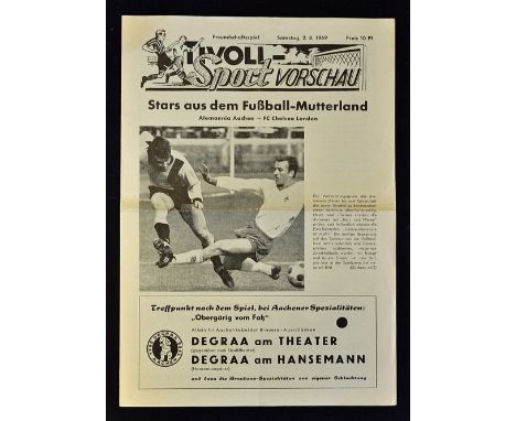 1969/70 Alemannia Aachan v Chelsea football programme 4 page tour Football Programme dated 2 August 1969.  Centre fold, no wr