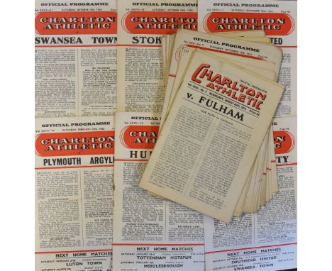 Collection of 1950's Charlton Athletic home programmes to include 1950/51 Fulham, 1951/52 Wolves 1952/53 Cardiff City 1953/54