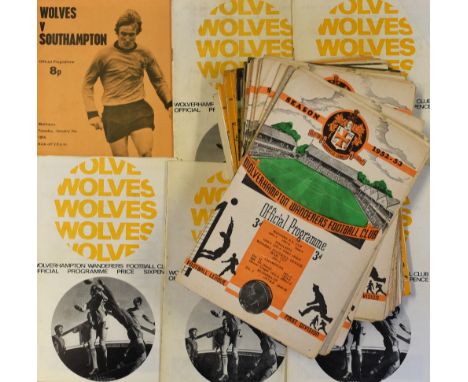 Collection of Wolverhampton Wanderers home programmes to include 1952/53 Burnley, 1953/54 Birmingham City (FAC), Aston Villa,