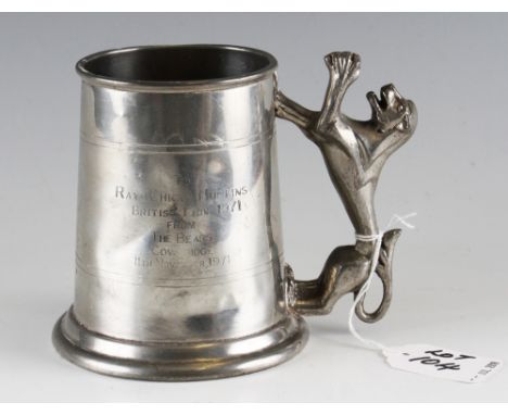 1971 British & Irish Lions Rugby New Zealand tour presentation pewter tankard - given to Ray Hopkins, inscribed to side 'To R