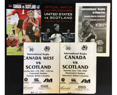 2002 Scotland Rugby Tour to North America programmes (6) - to incl v Canada double programme for 8th & 15th June c/w team she
