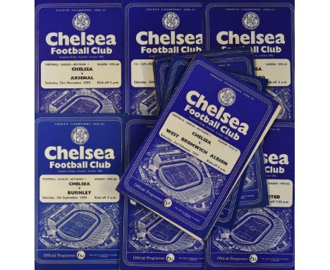 Chelsea home Football Programmes 1956/57 WBA, 1957/58 Aston Villa, Manchester City, Wolves 1958/59 Arsenal, Aston Villa, Birm