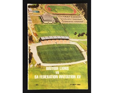 1980 British & Irish Lions Rugby South Africa tour programme - v SA Federation Invitation XV, 28pp with colour cover- scarce 