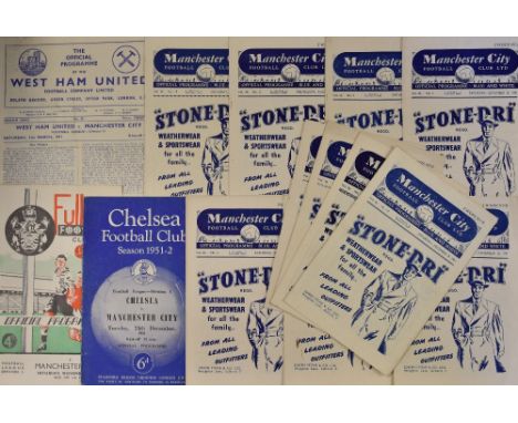 1951/52 Manchester City home football programmes v Huddersfield Town, Aston Villa, Manchester United, Arsenal, Charlton Athle