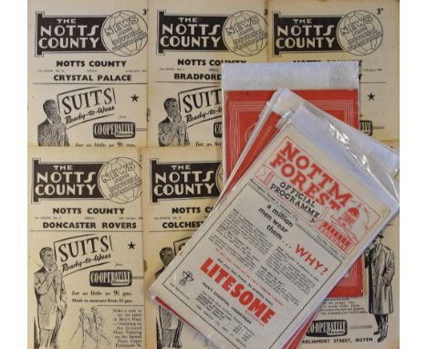 Nottingham Forest home Football programmes 1952/53 Leicester City 1955/56 Rotherham United 1957/58 Chelsea, Arsenal, Manchest