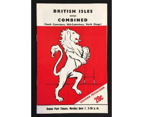 1971 British Lions Rugby tour to New Zealand programme - v Combined (South Canterbury, Mid-Canterbury, North Otago) played at