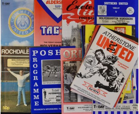 1986/87 Division 4 Wolverhampton Wanderers away football programmes to include full league season plus Atherstone United (F),