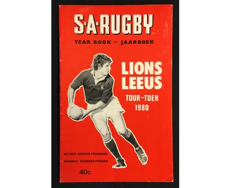 1980 British  Lions v South Africa Rugby Yearbook programme  - Lions tour edition "National Souvenir Programme c/w team sheet