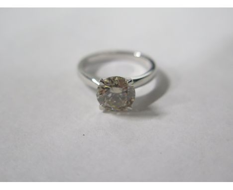 An impressive 18ct white gold solitaire diamond ring, the diamond approx 2.25ct, with hallmarks for 18ct, ring size K - appro